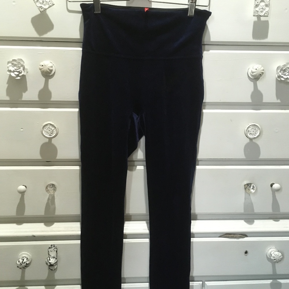 Spanx blue velvet high waisted leggings
